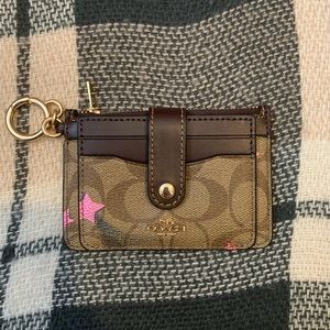 Coach Card Case with Attachment in Disco Star